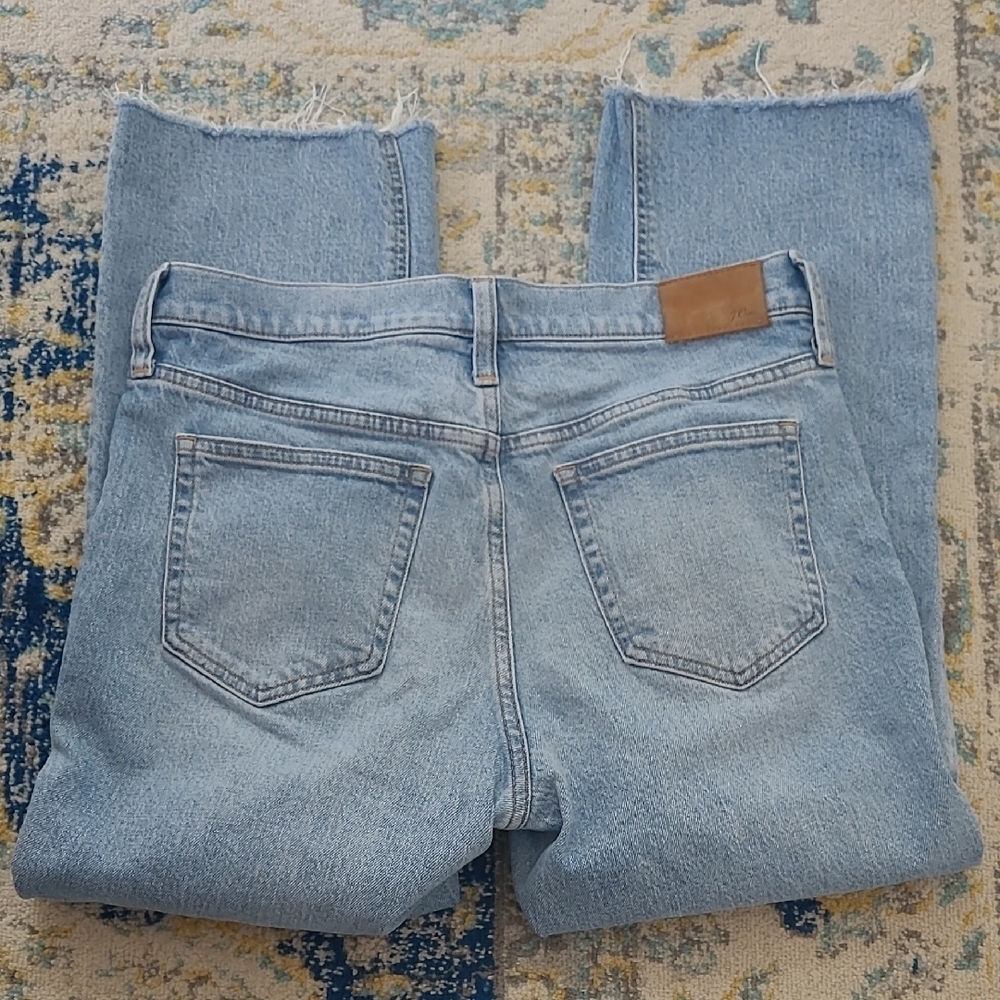 J. Crew Blue Ankle Cropped Jeans with Distressed Details